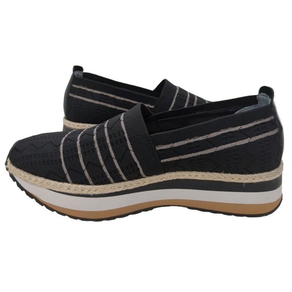 NEW! OTBT Islander Espadrille Sneaker Shoe Black Stretch Knit Platform - sz 9.5 - Picture 4 of 10